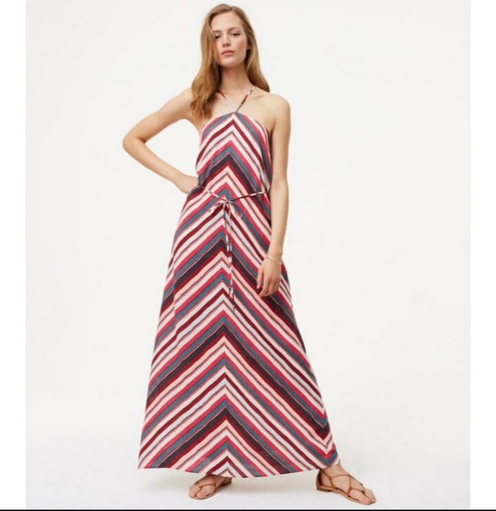 Ann Taylor Pink Striped Maxi Dress